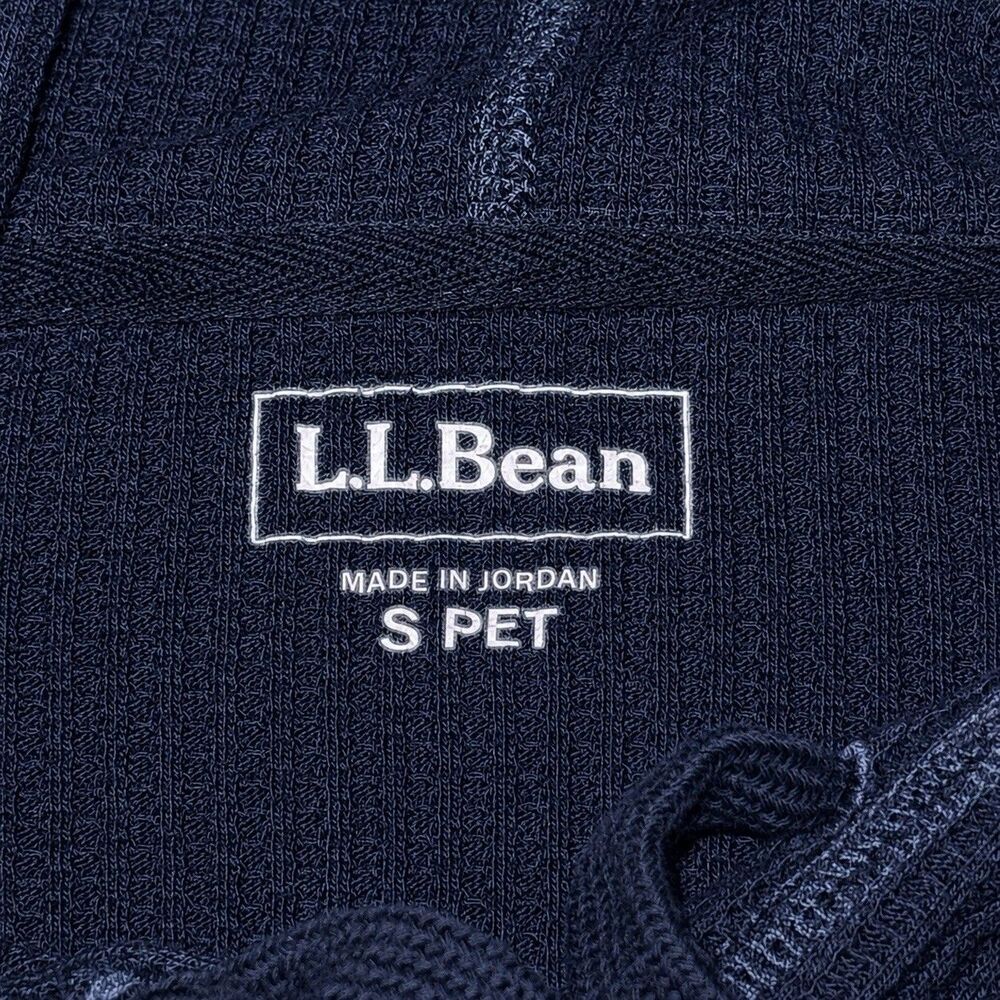 LL Bean Hoodie Womens Small Petite Navy Waffle Knit Thermal Pullover - Picture 4 of 5